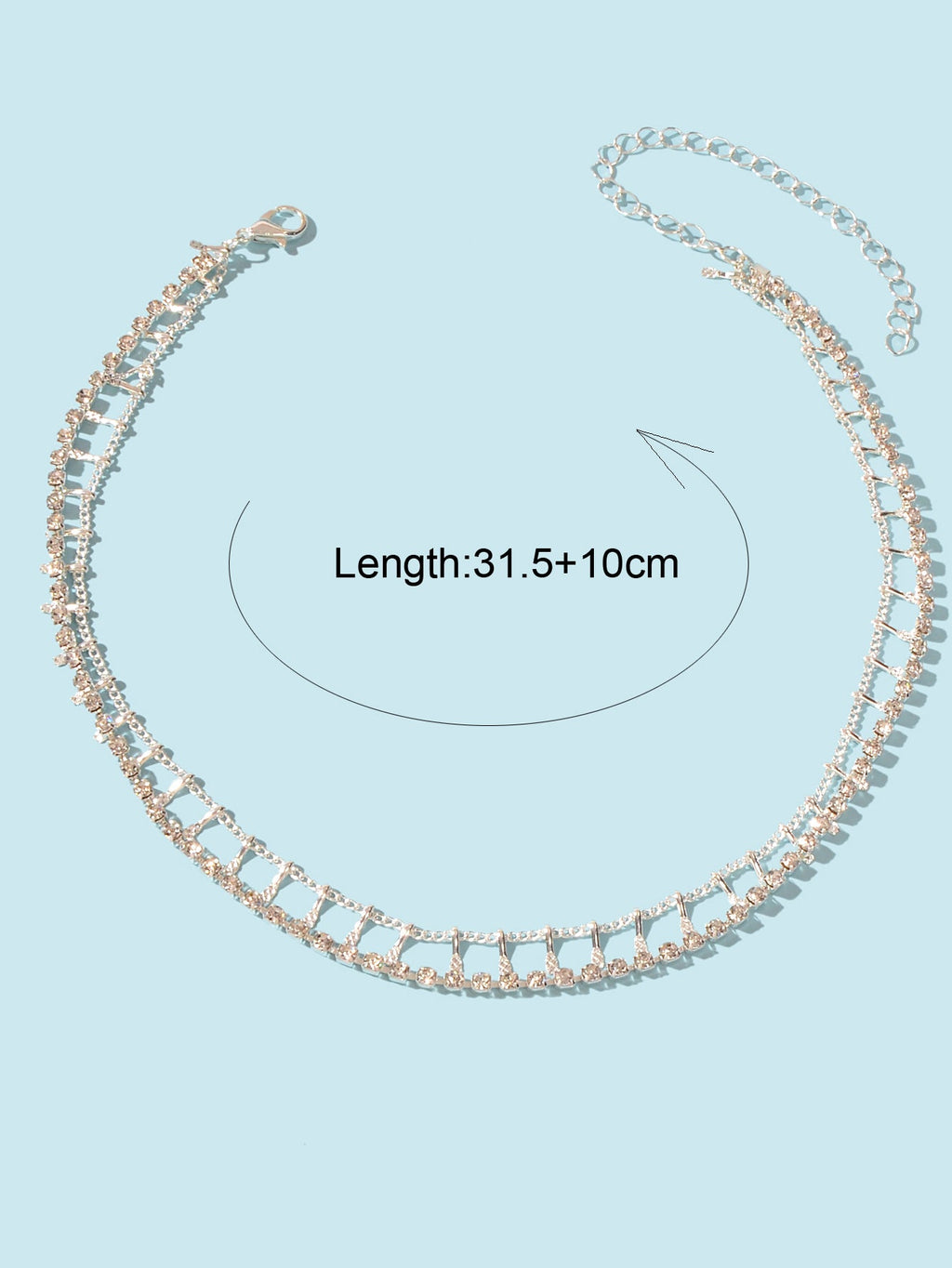 Gold Layered Initial Necklaces Women Rhinestone Decoration Double Chain Choker
