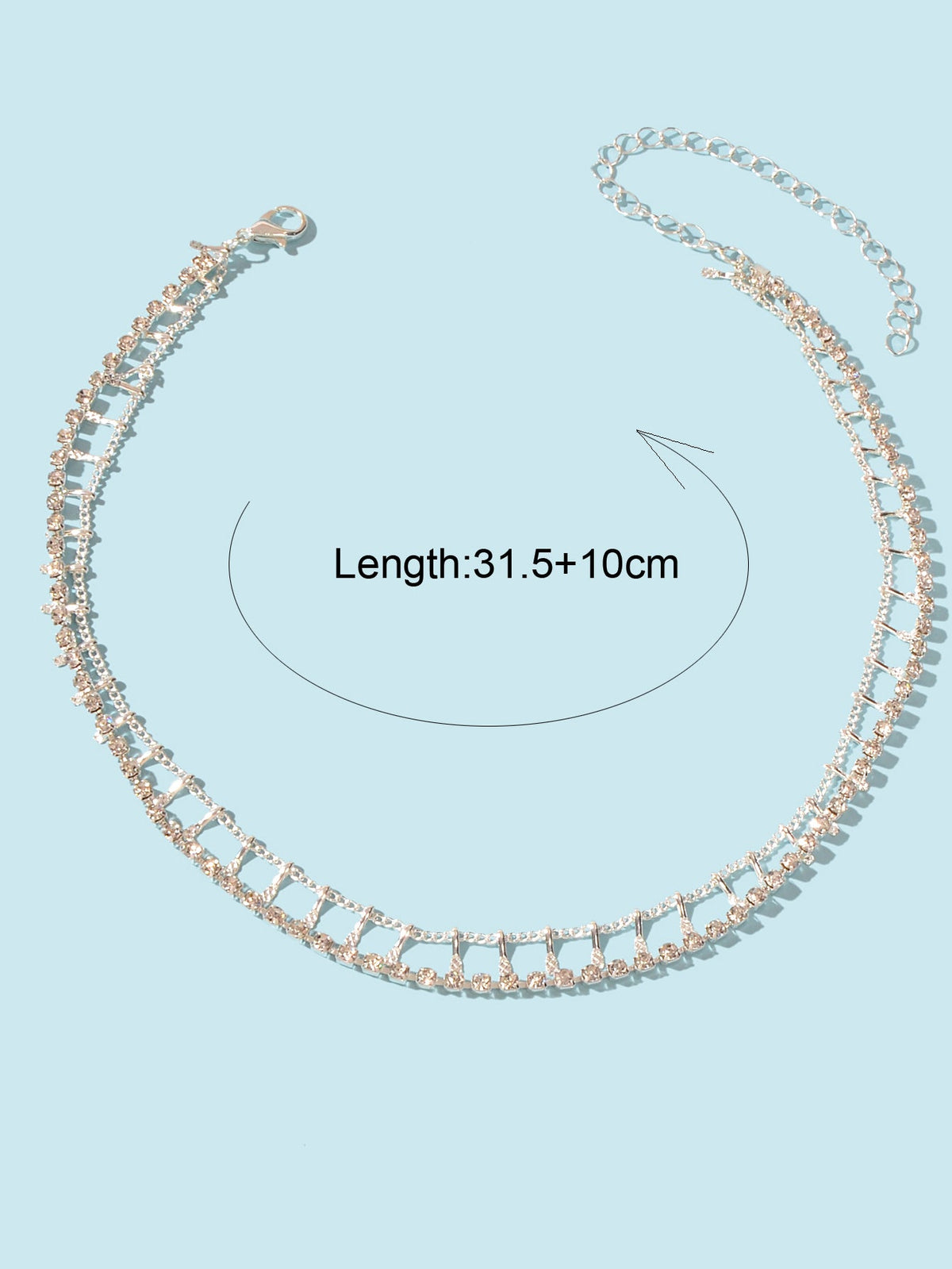 Gold Layered Initial Necklaces Women Rhinestone Decoration Double Chain Choker